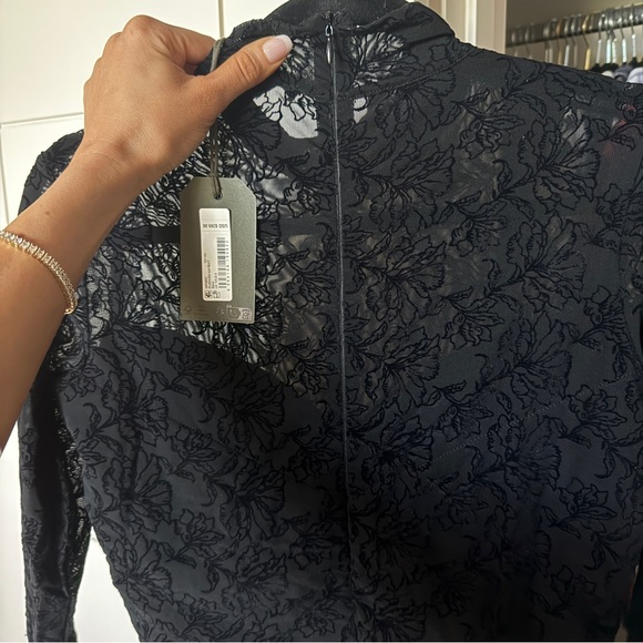 REVOLVE x All Saints Flocked Catsuit - Black Sheer lace Jumpsuit - Picture 8 of 8